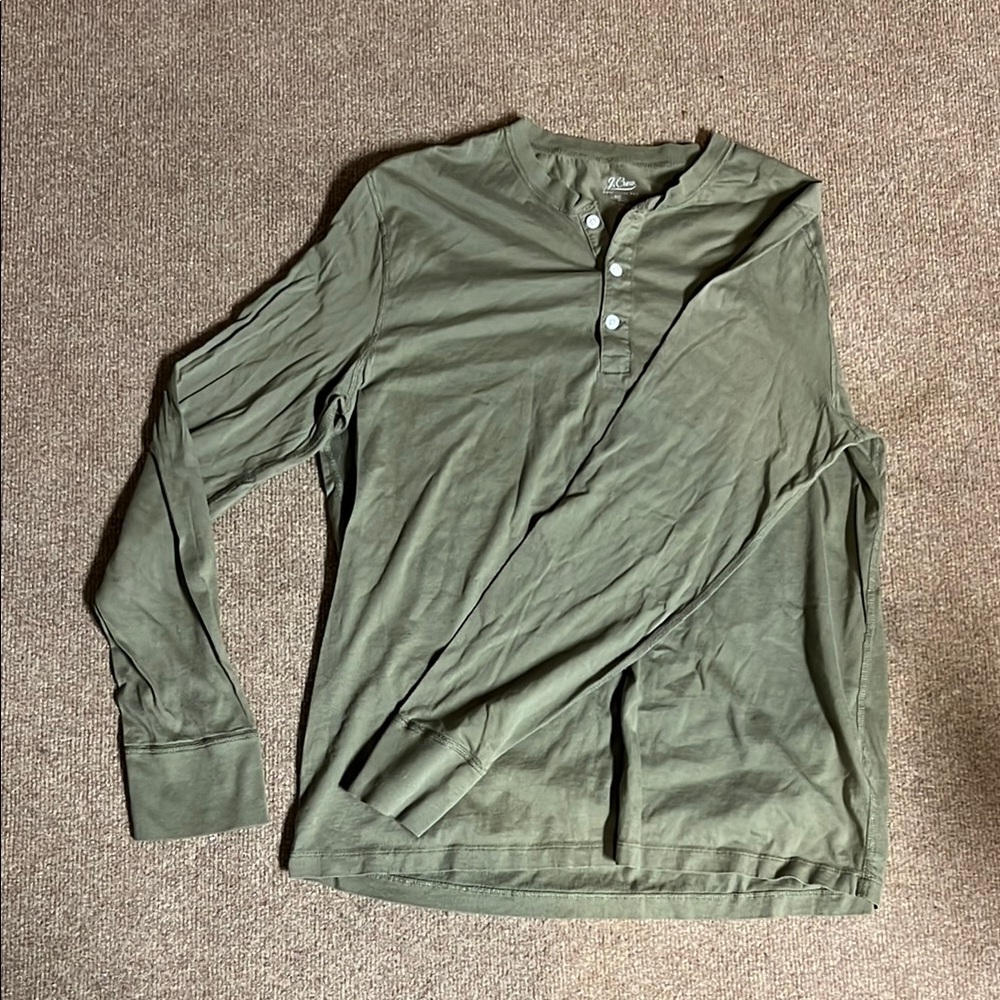 J crew Men's Green Henley Shirt